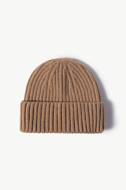 Rib-Knit Cuff Beanie - Brown One Size