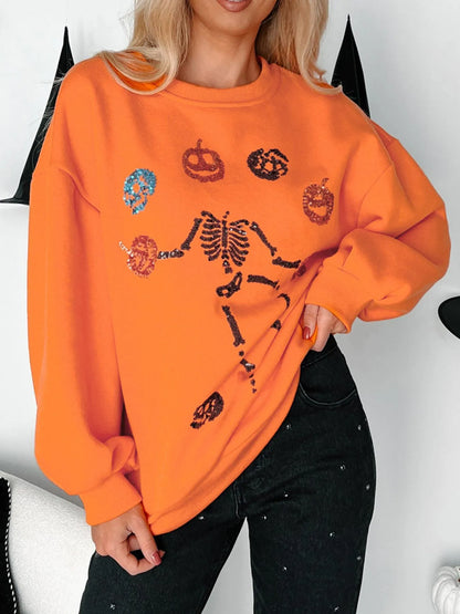Skeleton Pumpkin Sweatshirt - Orange