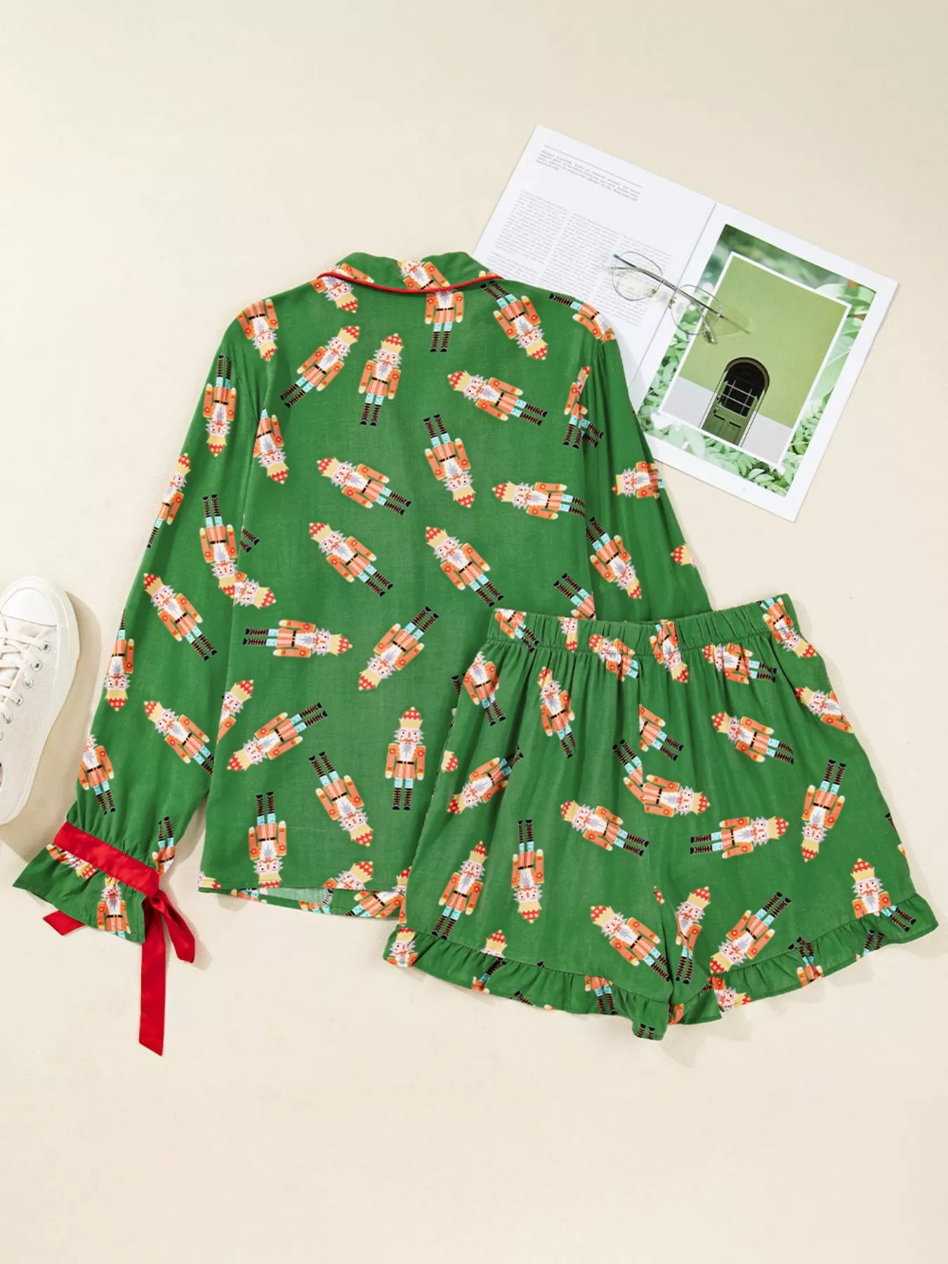 Nutcracker Button Up Top and Shorts Lounge Set -