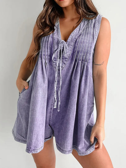 Tied Romper with Pockets -