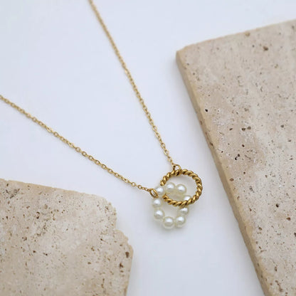 Pearl Twisted Pendant Necklace -