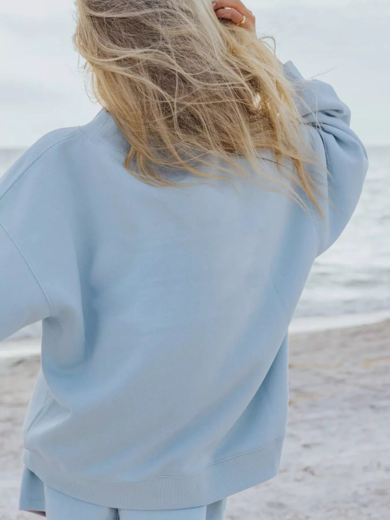 Relaxed Fit Round Neck Sweatshirt and Shorts Set -