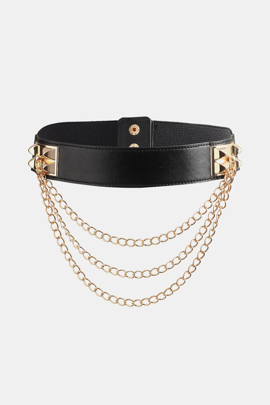 Elastic Belt with Chain - Black One Size