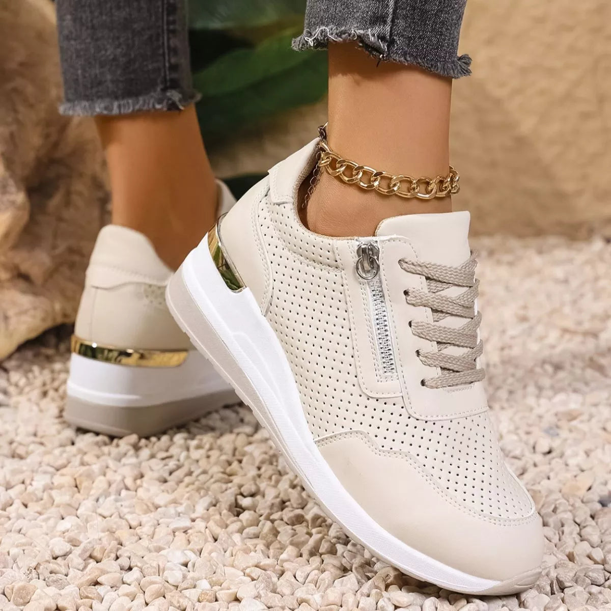 Lace Up Wedge Sneakers -