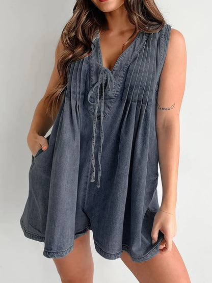 Tied Romper with Pockets -