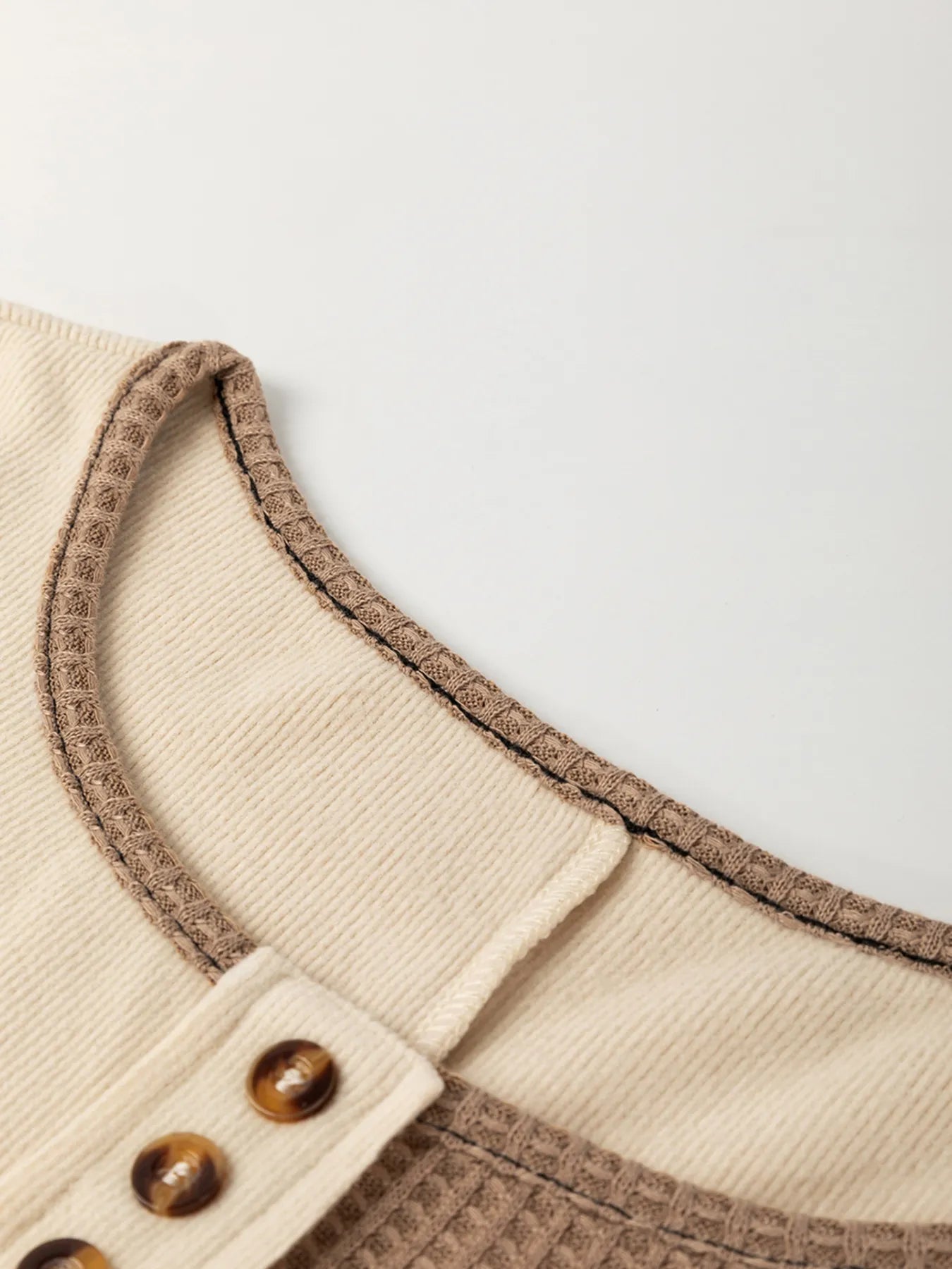 Color Block Stitch Detail Long Sleeve Top -