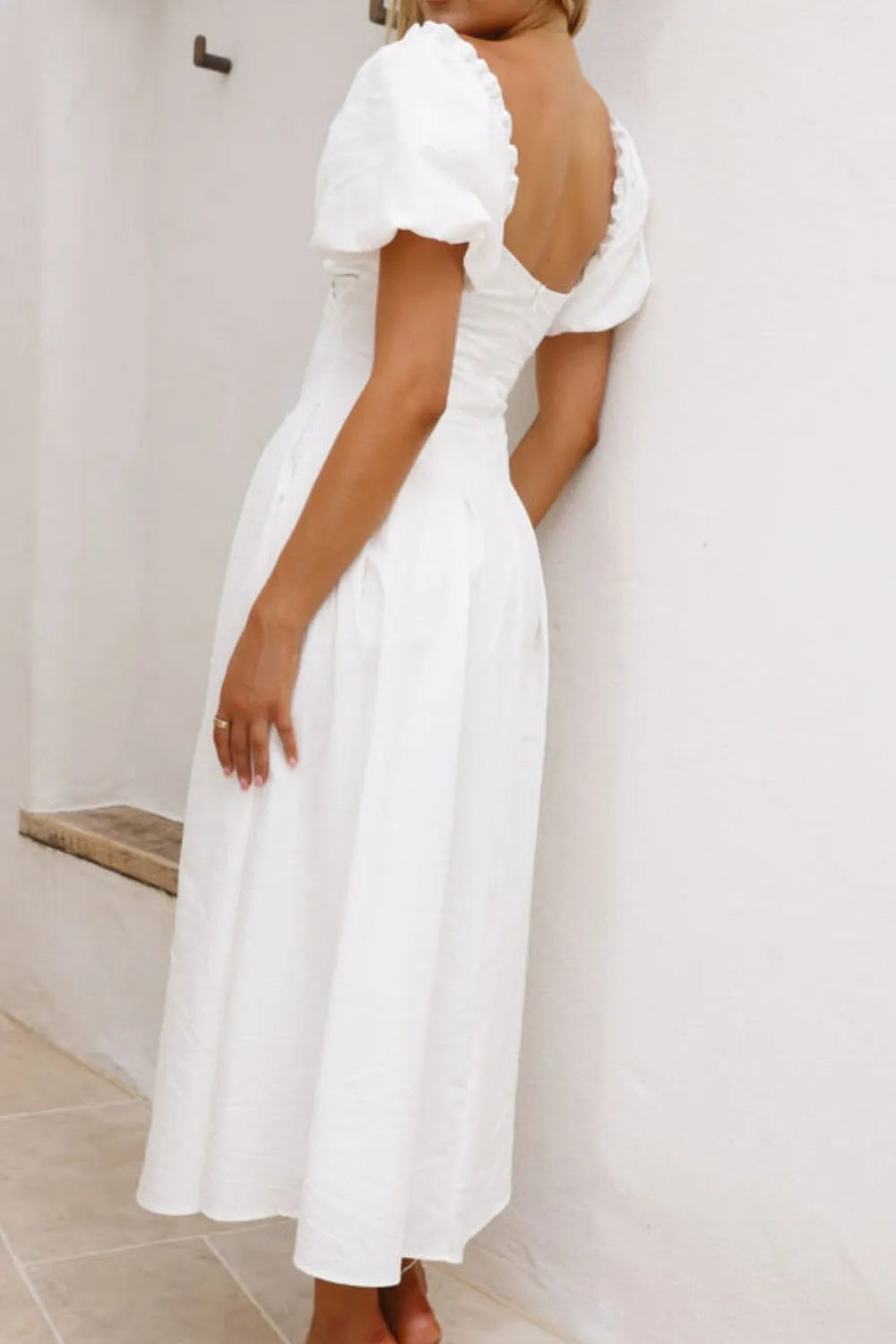 Sweetheart Neck Puff Sleeve Dress -