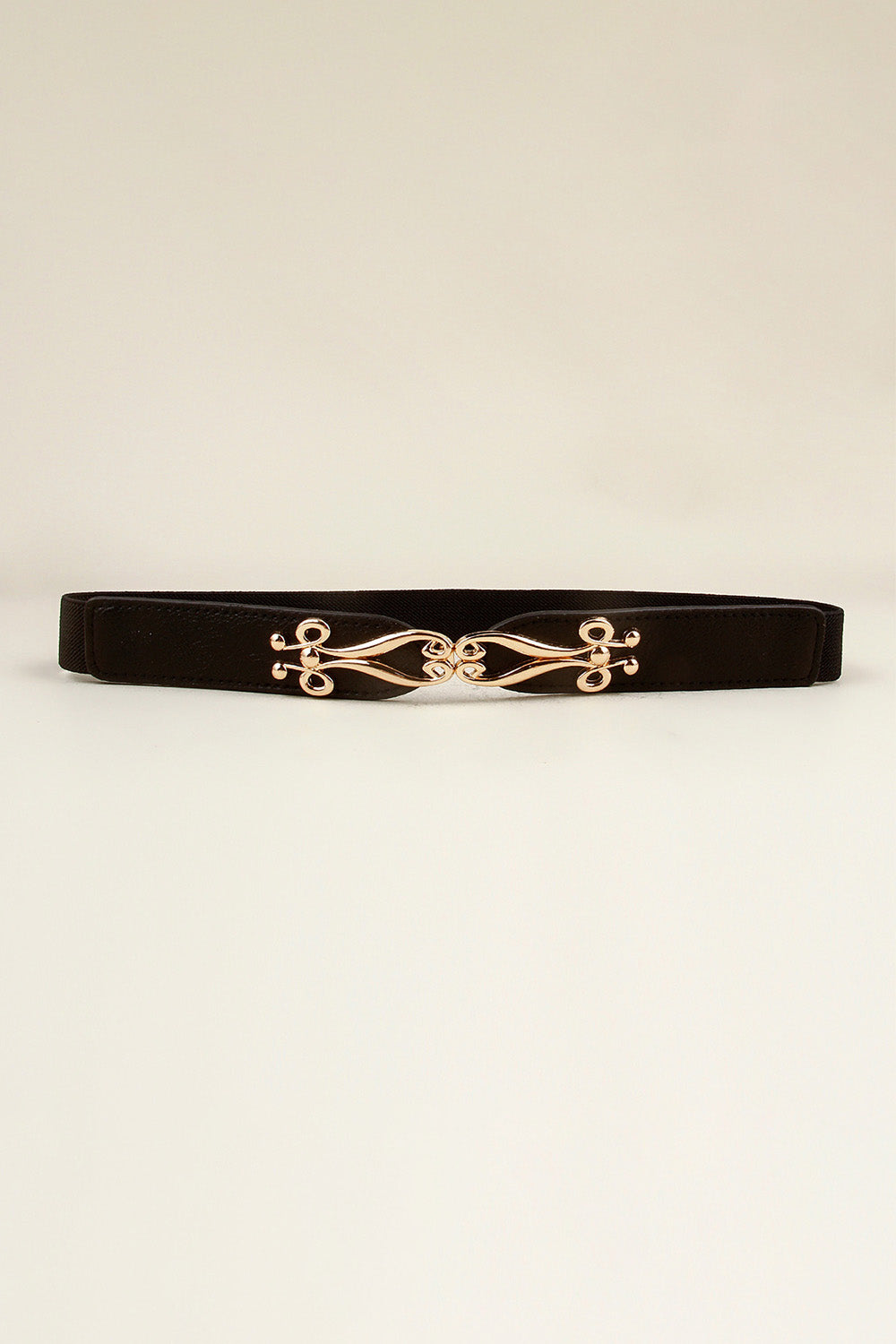 Alloy Buckle Elastic Belt - Black One Size