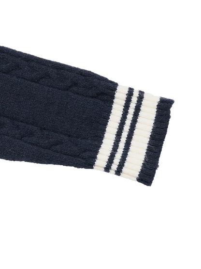 Contrast Striped V-Neck Sweater -
