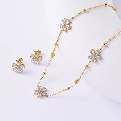 Gold-Plated Flower Jewelry Set -