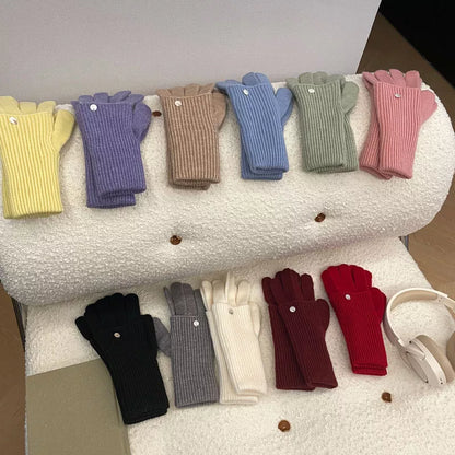 Ribbed Knit Touchscreen Gloves -