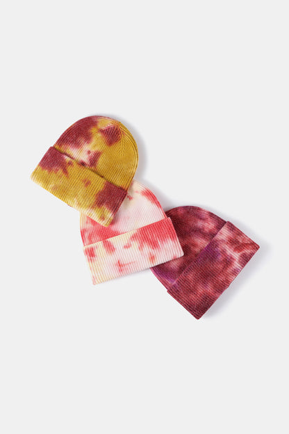 Tie-Dye Cuffed Rib-Knit Beanie Hat -