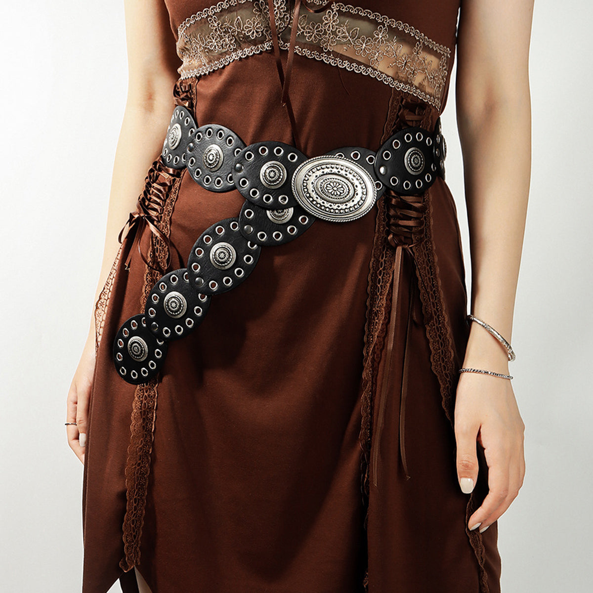 Oval PU Belt - Black One Size