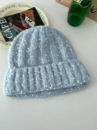 Knitted Beanie Hat - Blue One Size