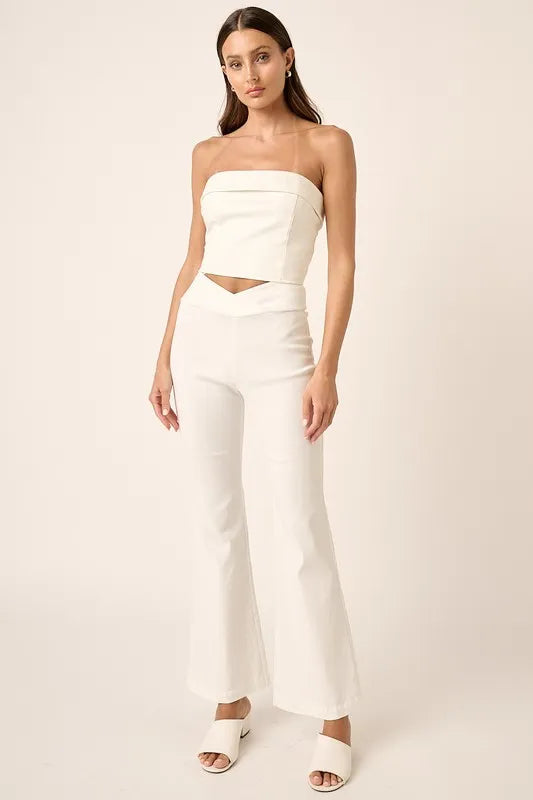 Surplice V-Waist Flare Pants -