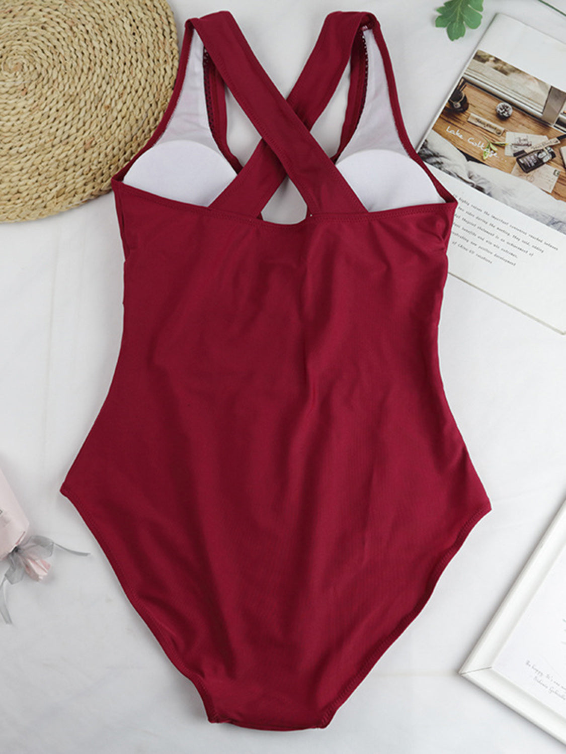 Crisscross Plunge Wide Strap One-Piece Swimwear | AdoreStarr