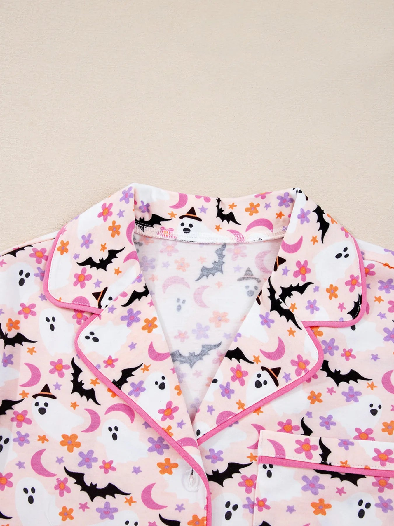 Ghost Print Button Up Top and Pants Lounge Set -