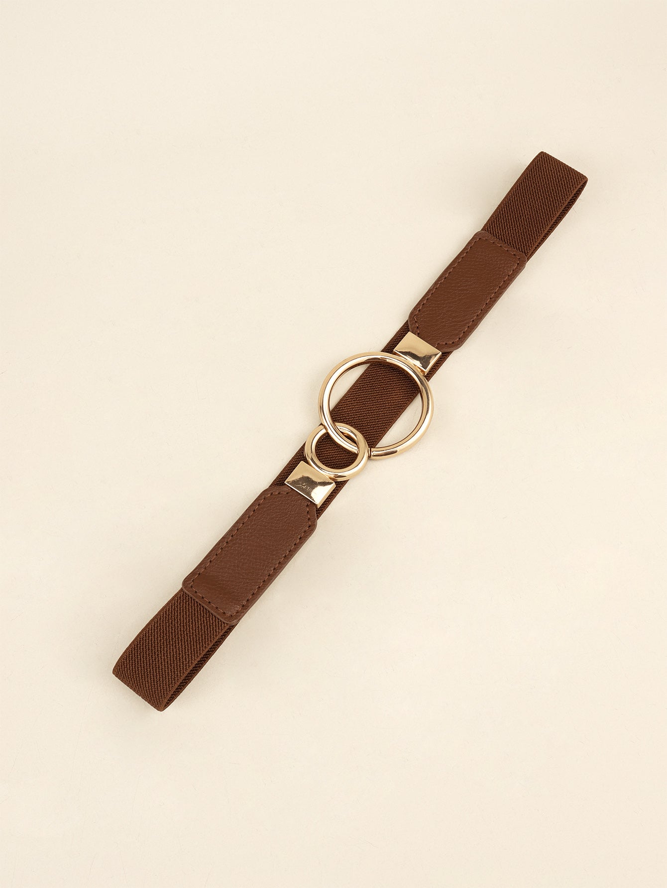 Double Ring Buckle Elastic PU Belt -