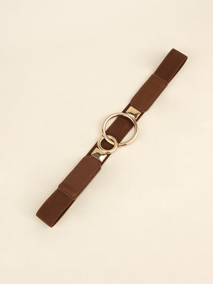 Double Ring Buckle Elastic PU Belt -