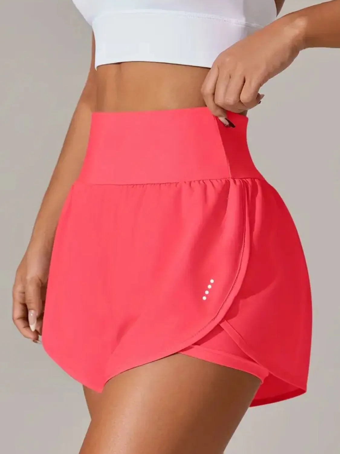 Pocketed High Waist Active Shorts - Strawberry