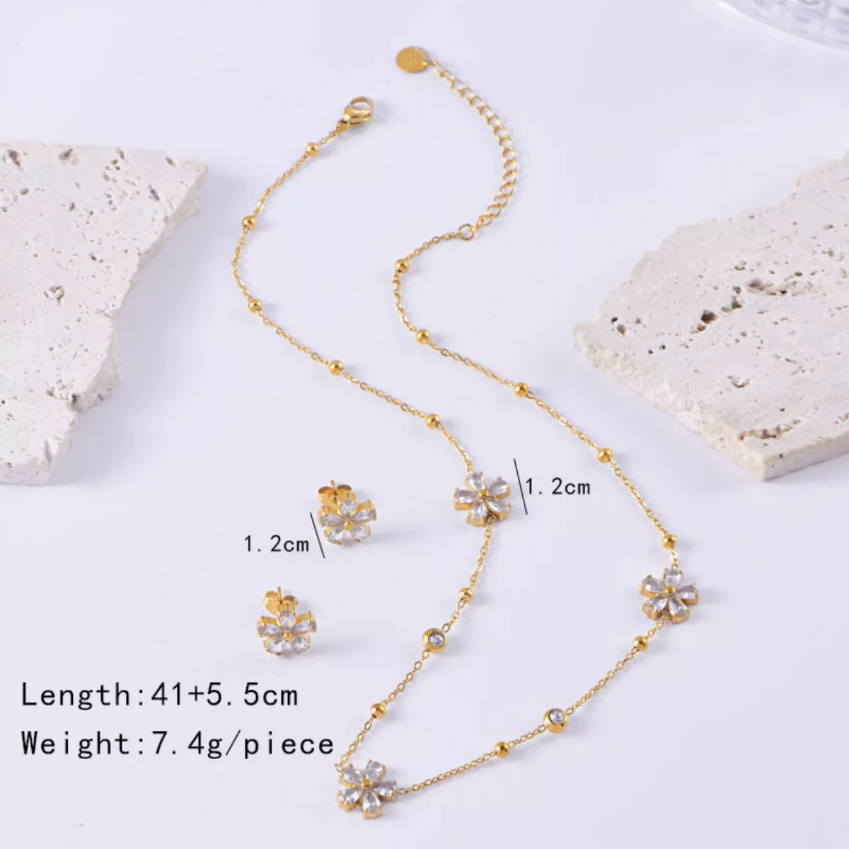 Gold-Plated Flower Jewelry Set -