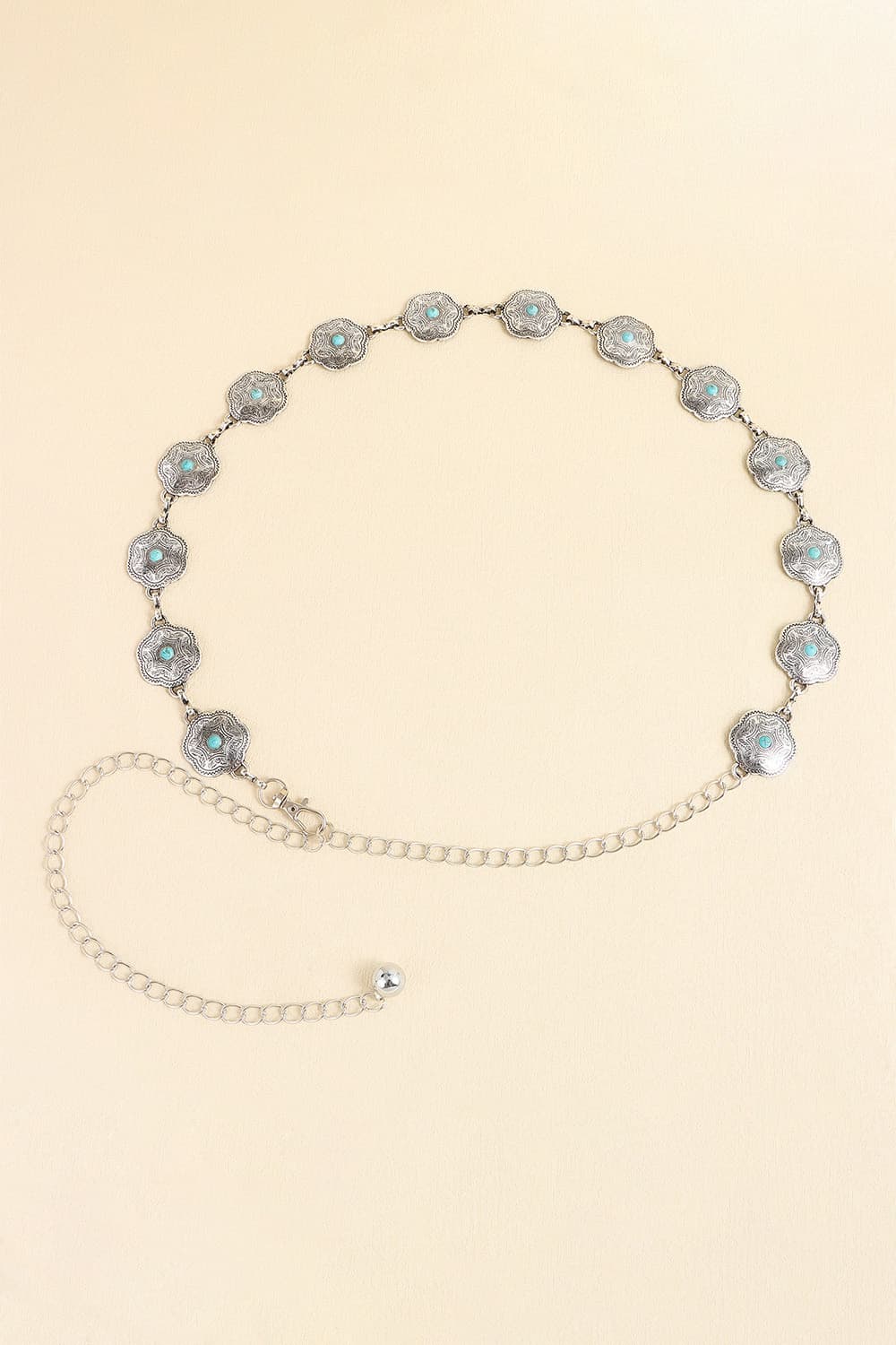 Vintage Turquoise Alloy Belt - Style B One Size