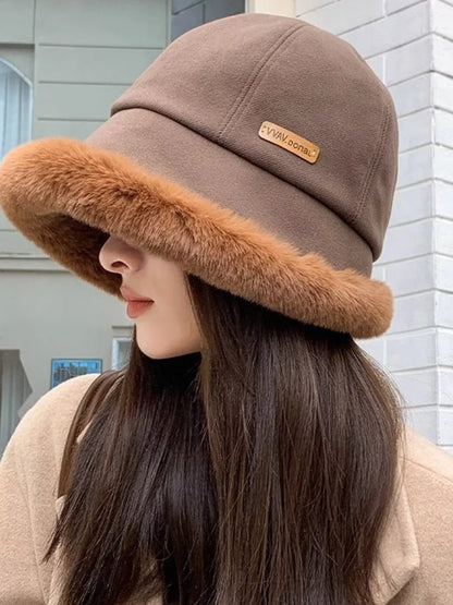 Fuzzy Trim Bucket Hat -