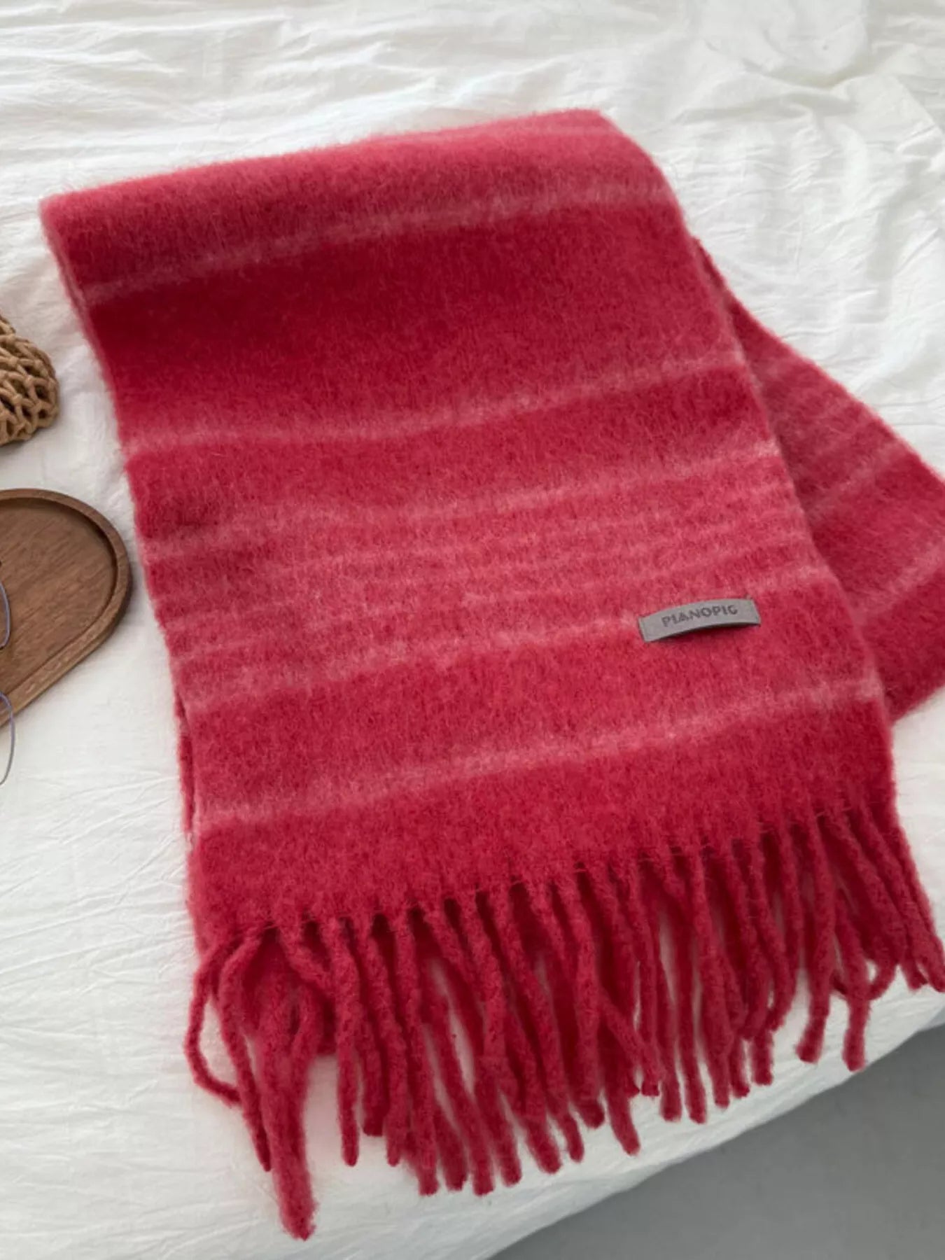 Cozy Striped Fringe Hem Scarf -
