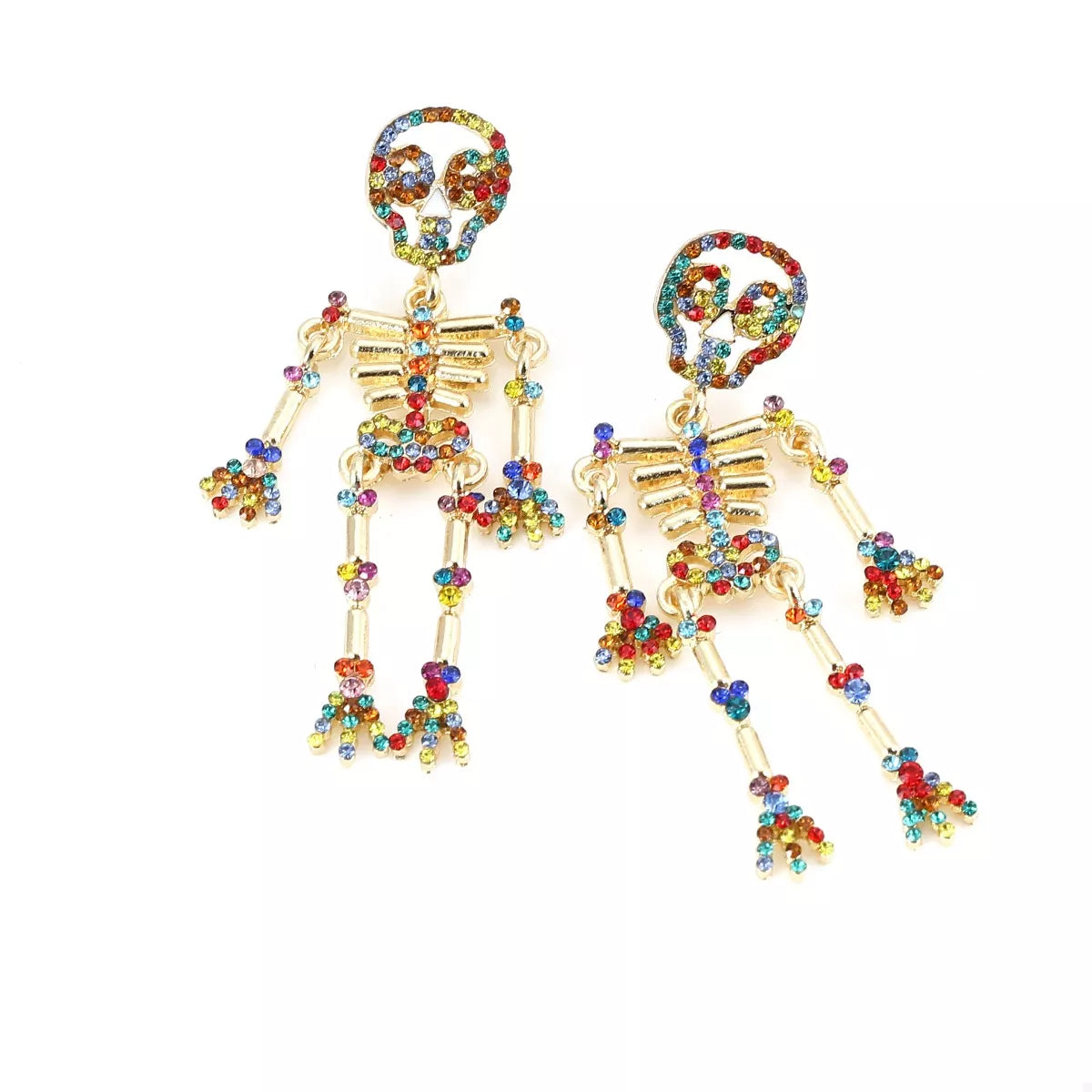 Halloween Skeleton Statement Earrings - Red One Size