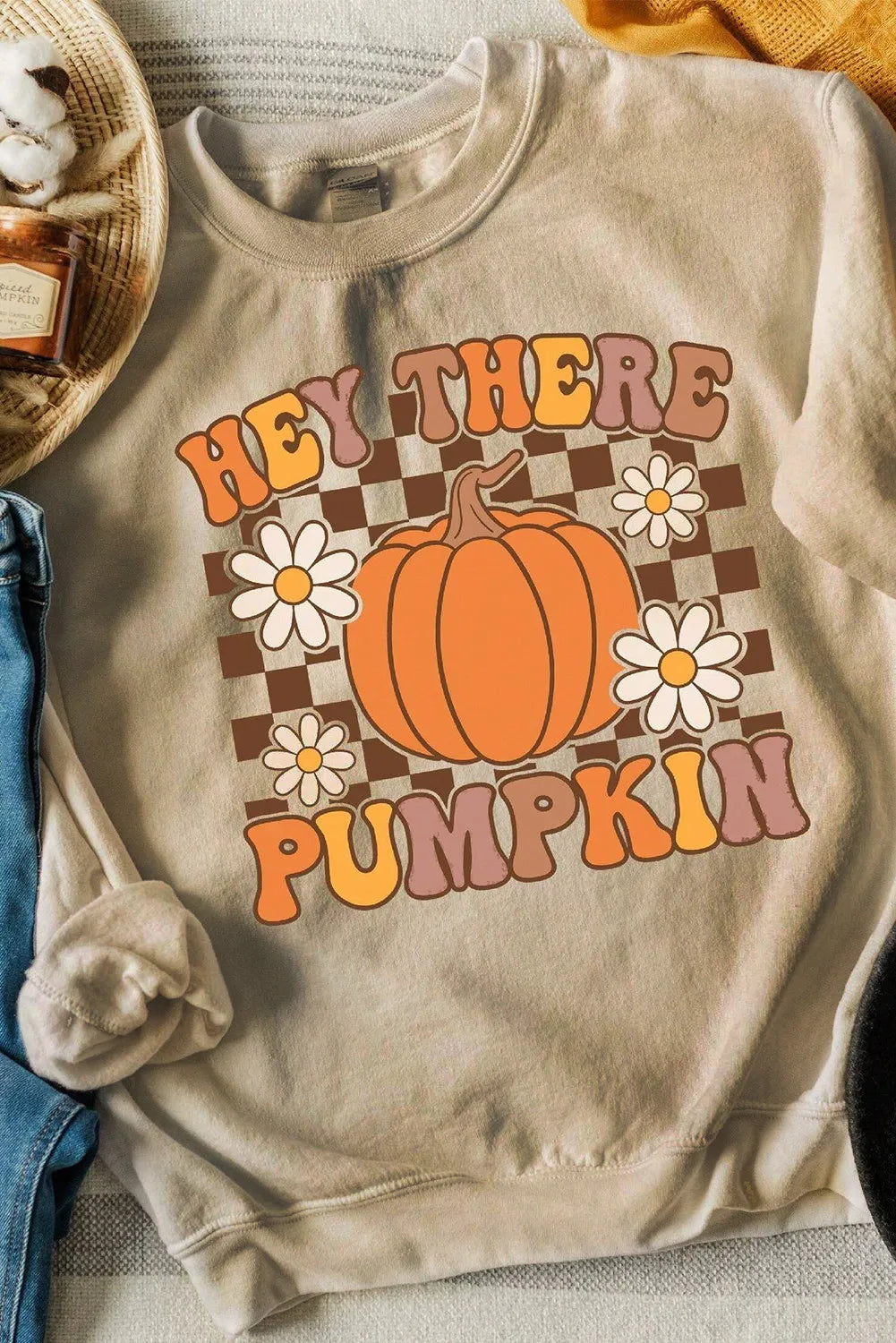 Pumpkin Graphic Long Sleeve Sweatshirt -