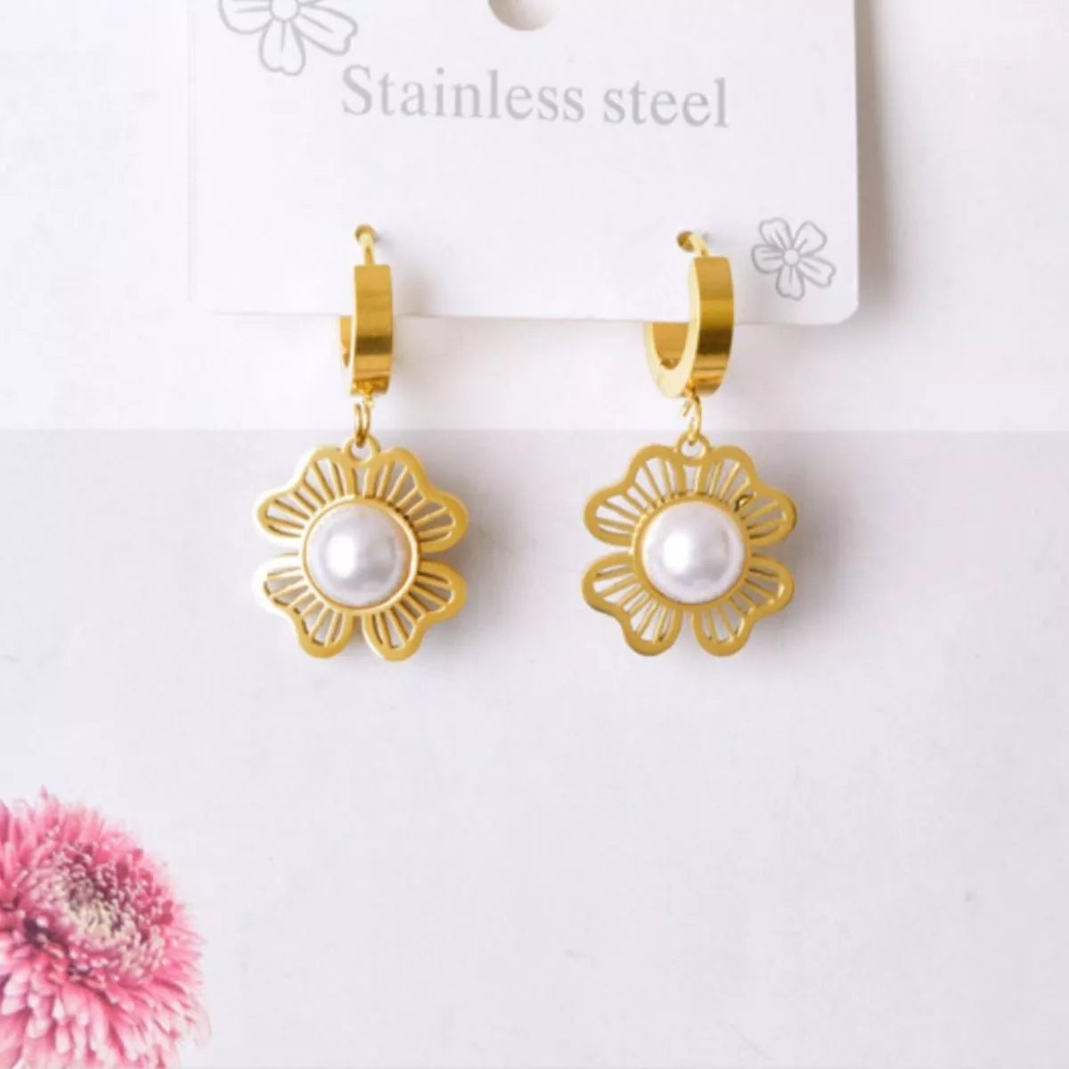 Gold-Plated Flower Jewelry Set -