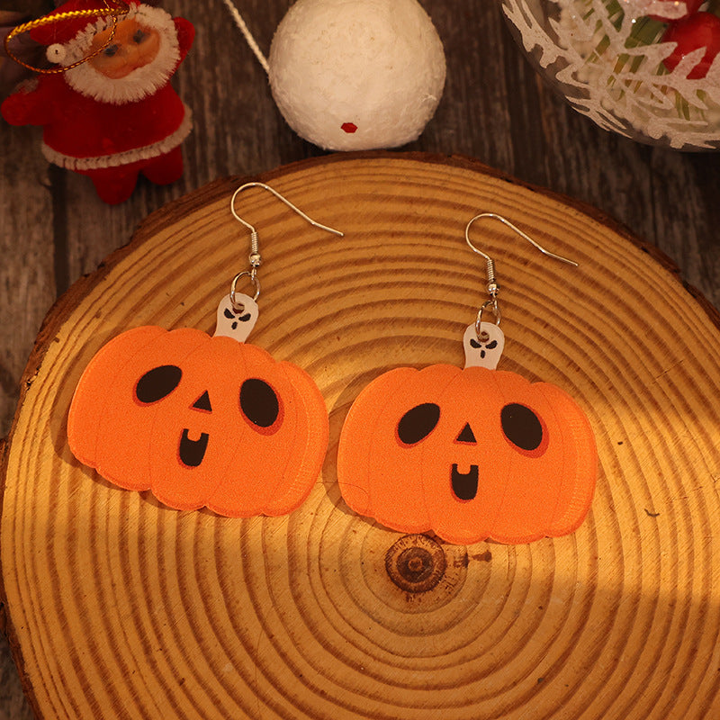 Acrylic Alloy Pumpkin Shape Earrings - Tangerine One Size