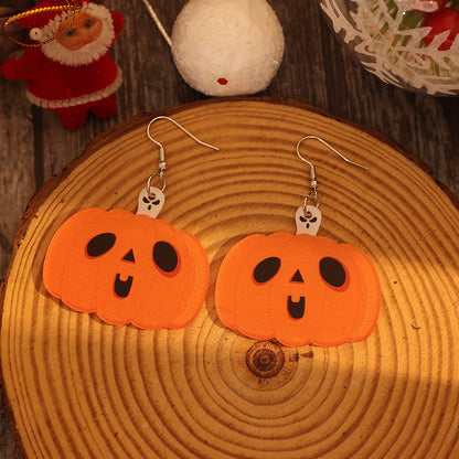 Acrylic Alloy Pumpkin Shape Earrings - Tangerine One Size