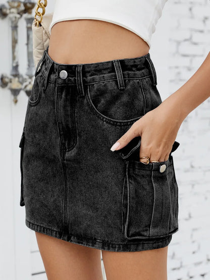 Cargo Denim Skirt -