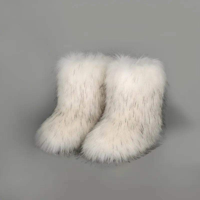 Thermal Fuzzy Platform Boots - White