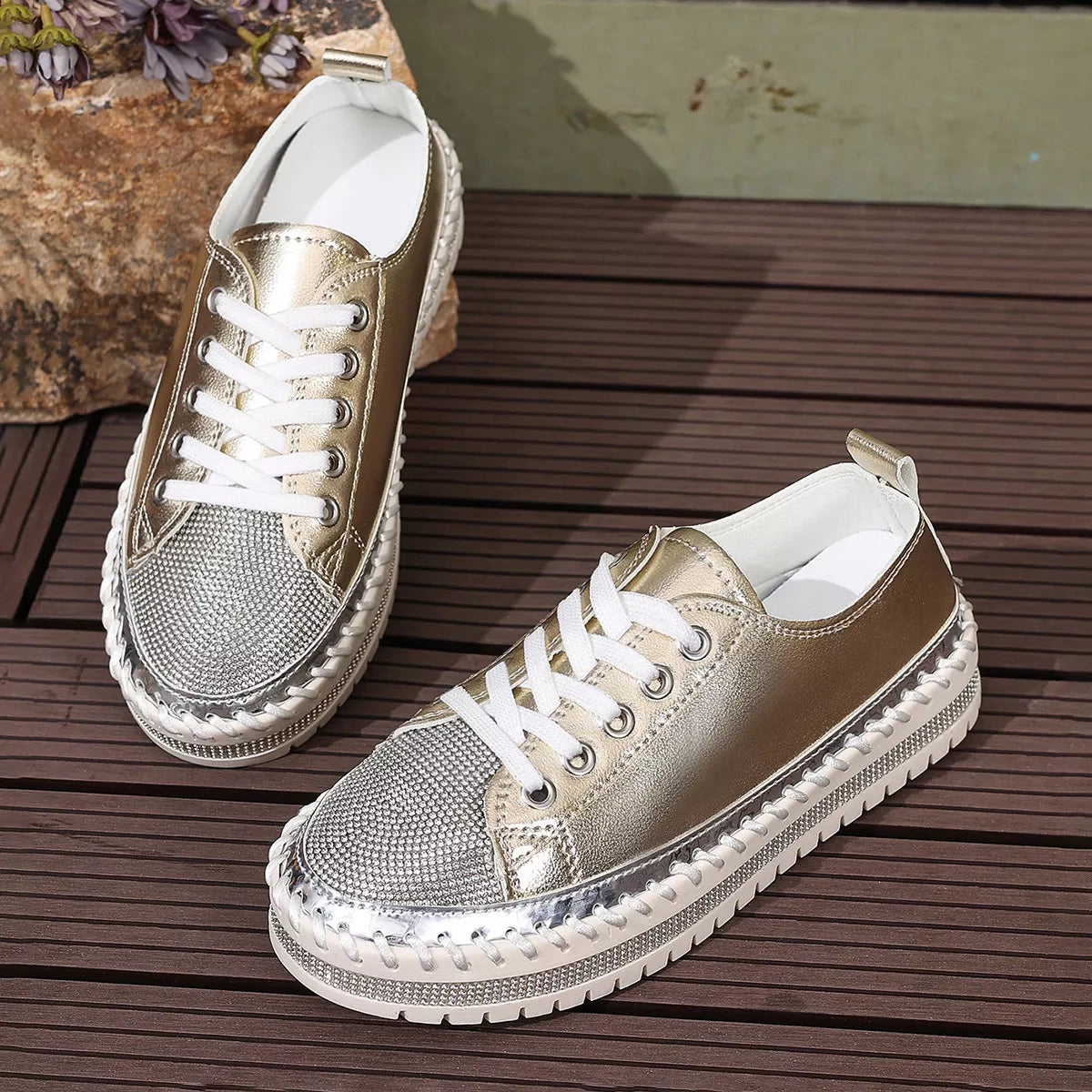 Round Toe Platform Sneakers -