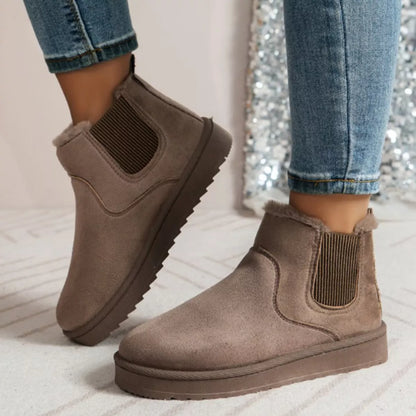 Round Toe Platform Boots - Khaki