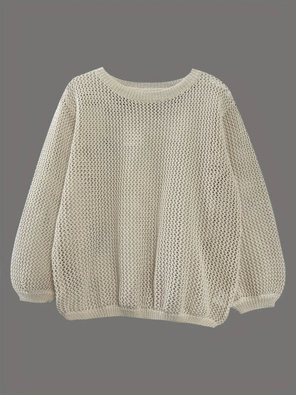 Relaxed Fit Round Neck Sweater - Apricot
