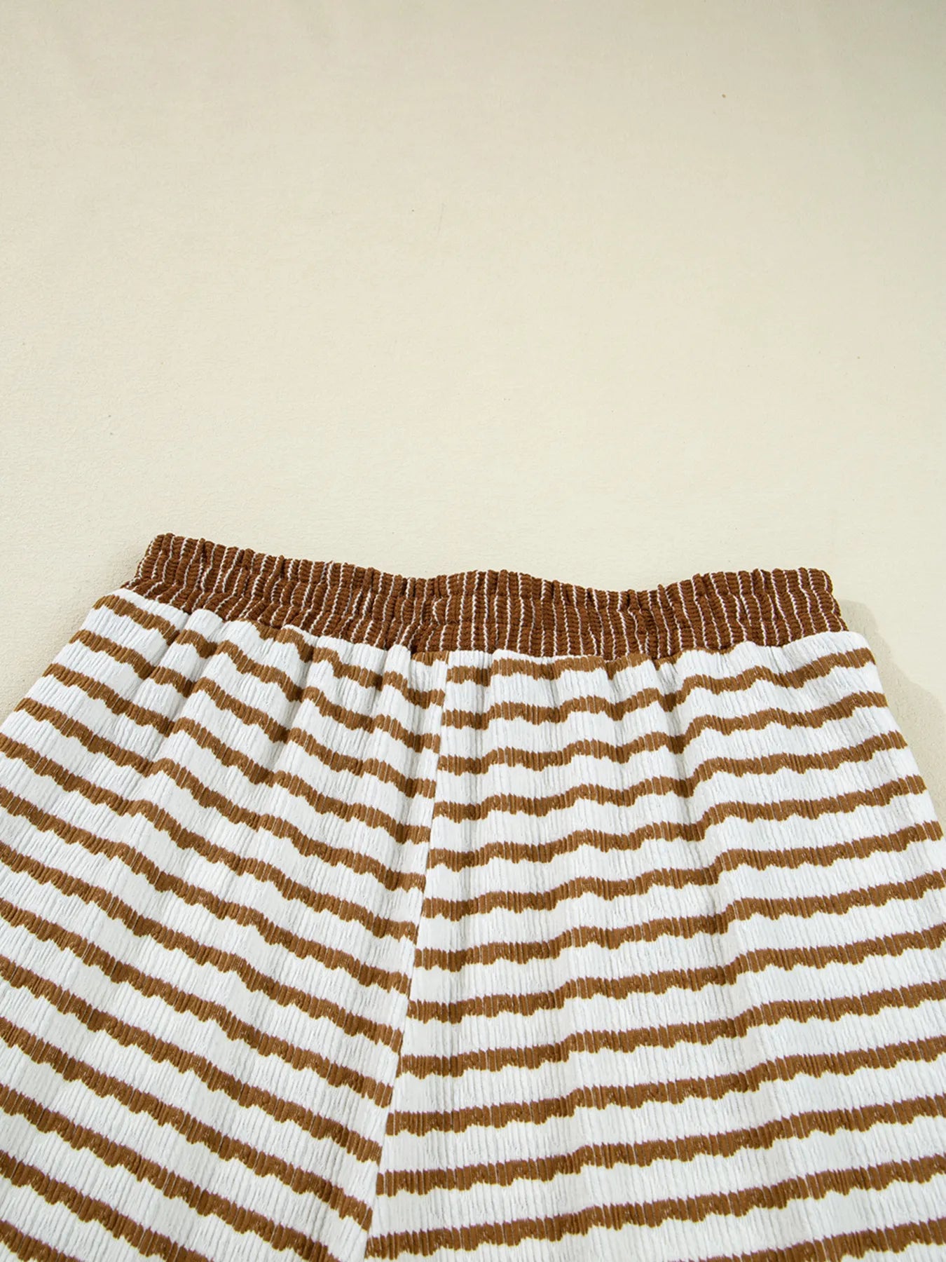 Stripe Collared Top and Drawstring Pant Set -