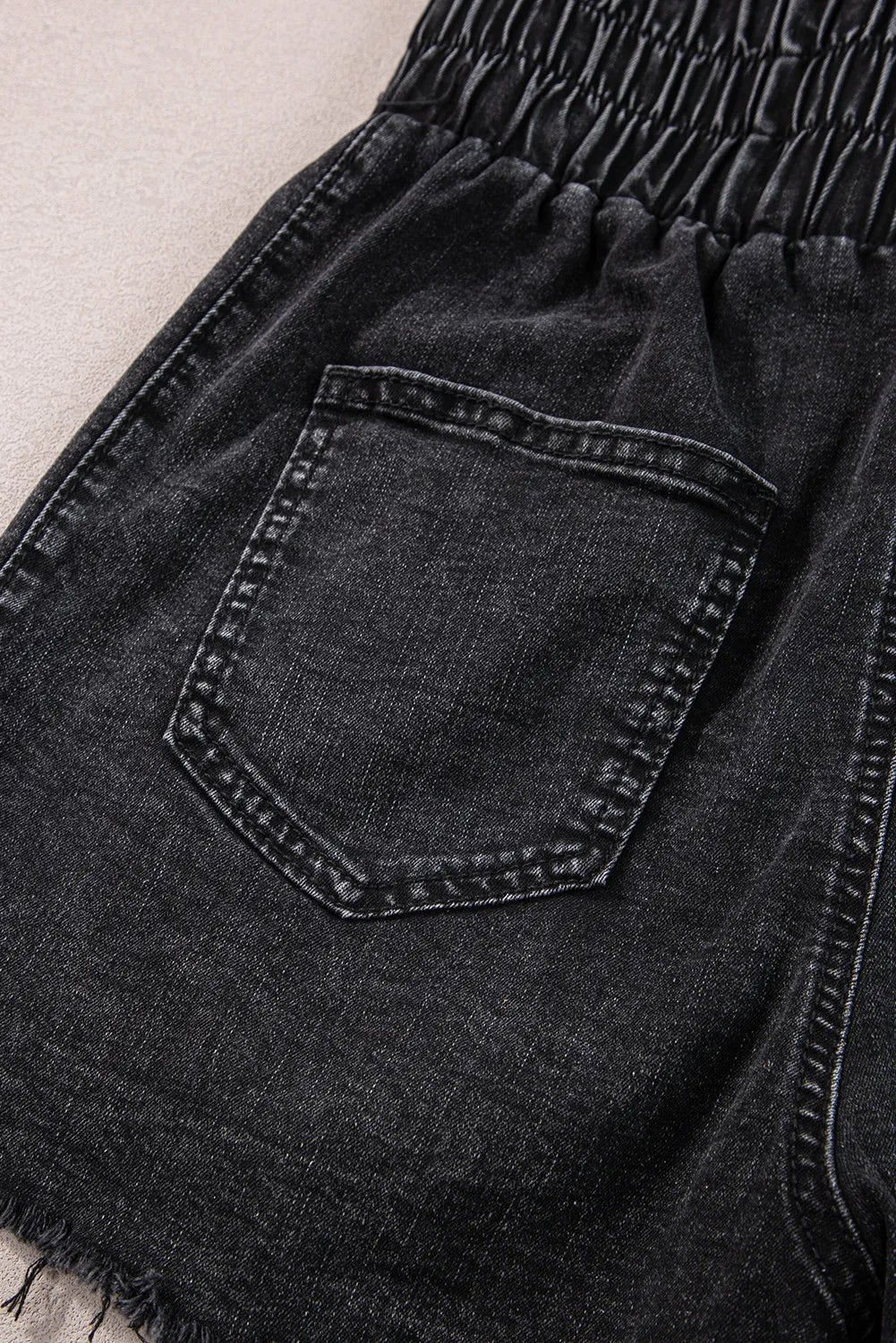 High Waist Raw Hem Denim Shorts -