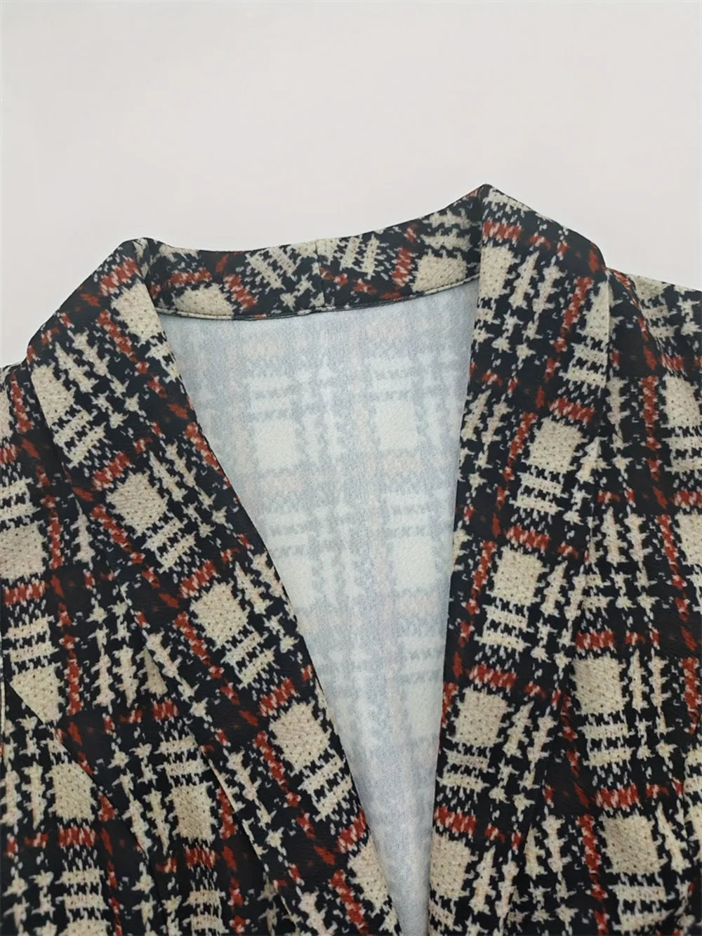 Plaid Button Up Collared Neck Vest - Khaki