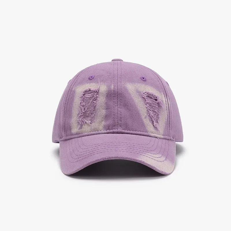 Distressed Cotton Baseball Cap - Lilac One Size