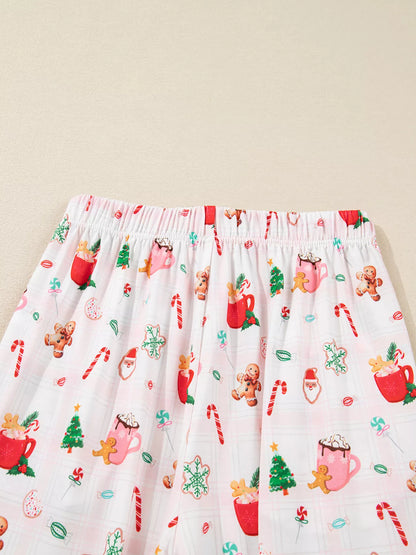 Holiday Print Short Sleeve Shirt and Pants Pajama Set -