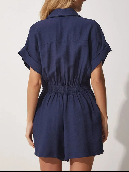 Johnny Collar Short Sleeve Romper -