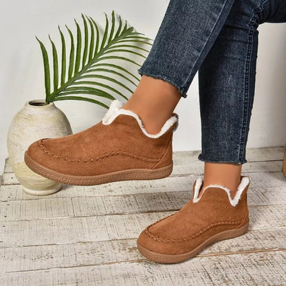 Round Toe Sherpa-Lined Slip-Ons - Caramel