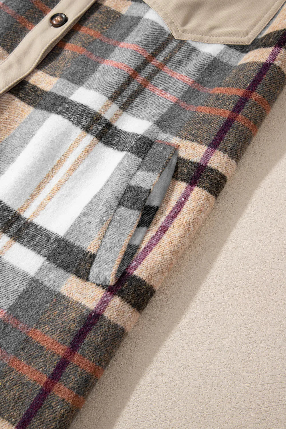 Pocketed Plaid Long Sleeve Mini Shirt Dress -