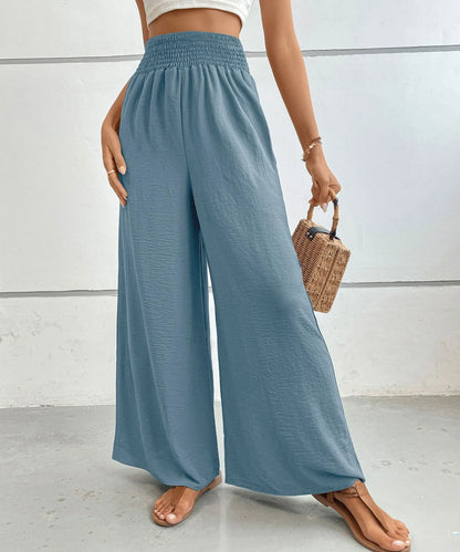 High-Waisted Wide Leg Pants - French Blue