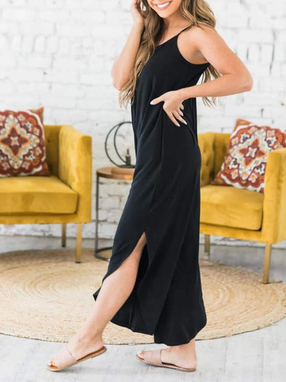 Slit Spaghetti Strap Jumpsuit -