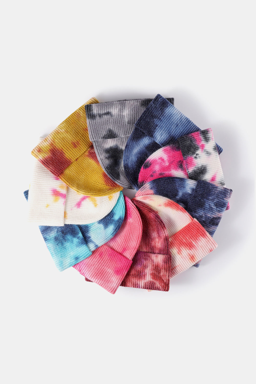 Tie-Dye Cuffed Rib-Knit Beanie Hat -