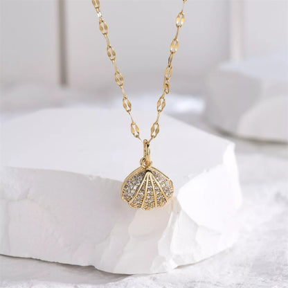 Gold-Plated Pearl Shell Necklace -